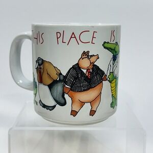 Vintage Russ Berrie Coffee Cup Mug "This‎ Place is a Zoo" Work Humor Collectible